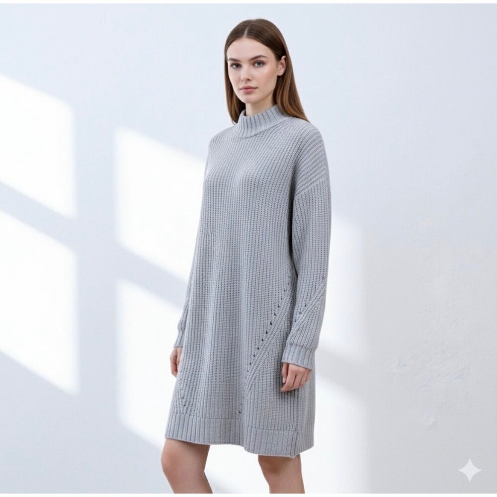 Outerknown Cashmere Wool sweater dress mock neck‎ gray XS classic minimalist